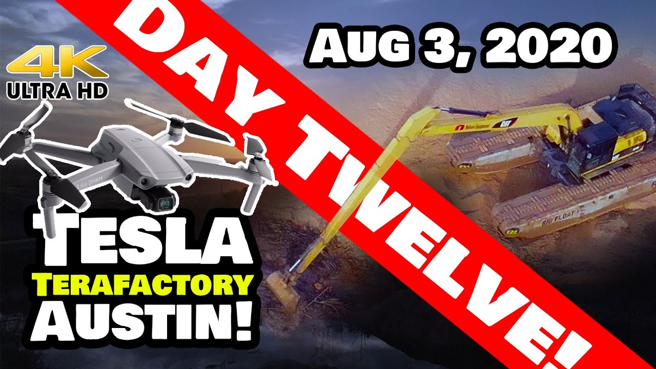 Tesla Gigafactory Austin 4K 8/3/20 - Tesla Terafactory - Swamp Excavator Bonus - Day Zero Footage!