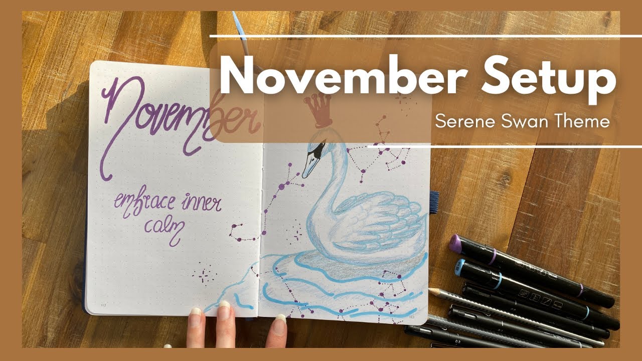 November Bullet Journal Setup 🦢 Elegant Celestial Swan Theme for Calm & Gentle Focus
