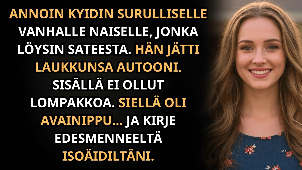 Tarjosin kyydin naiselle sateessa. Hän jätti autooni jotain, mikä muutti kaiken.