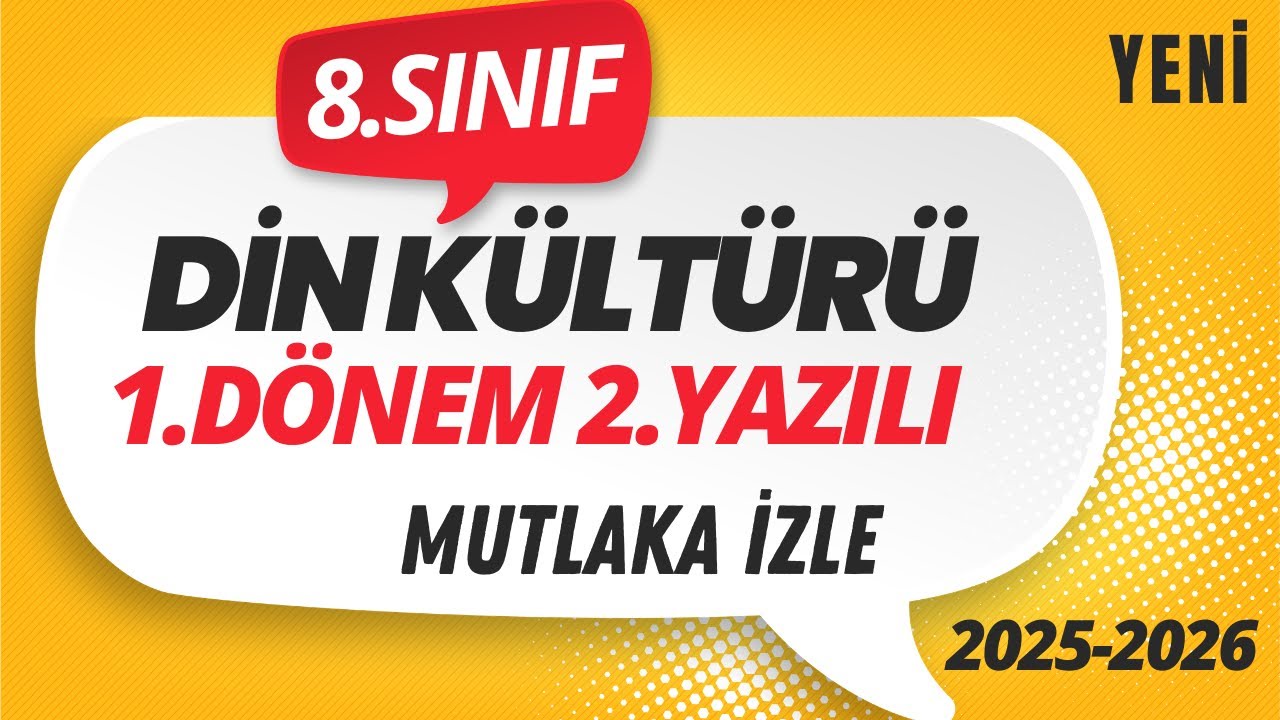 8.Sınıf Din Kültürü 1. Dönem 2. Yazılı 2025-2026 - Yeni Müfredat | Açık Uçlu Sorular
