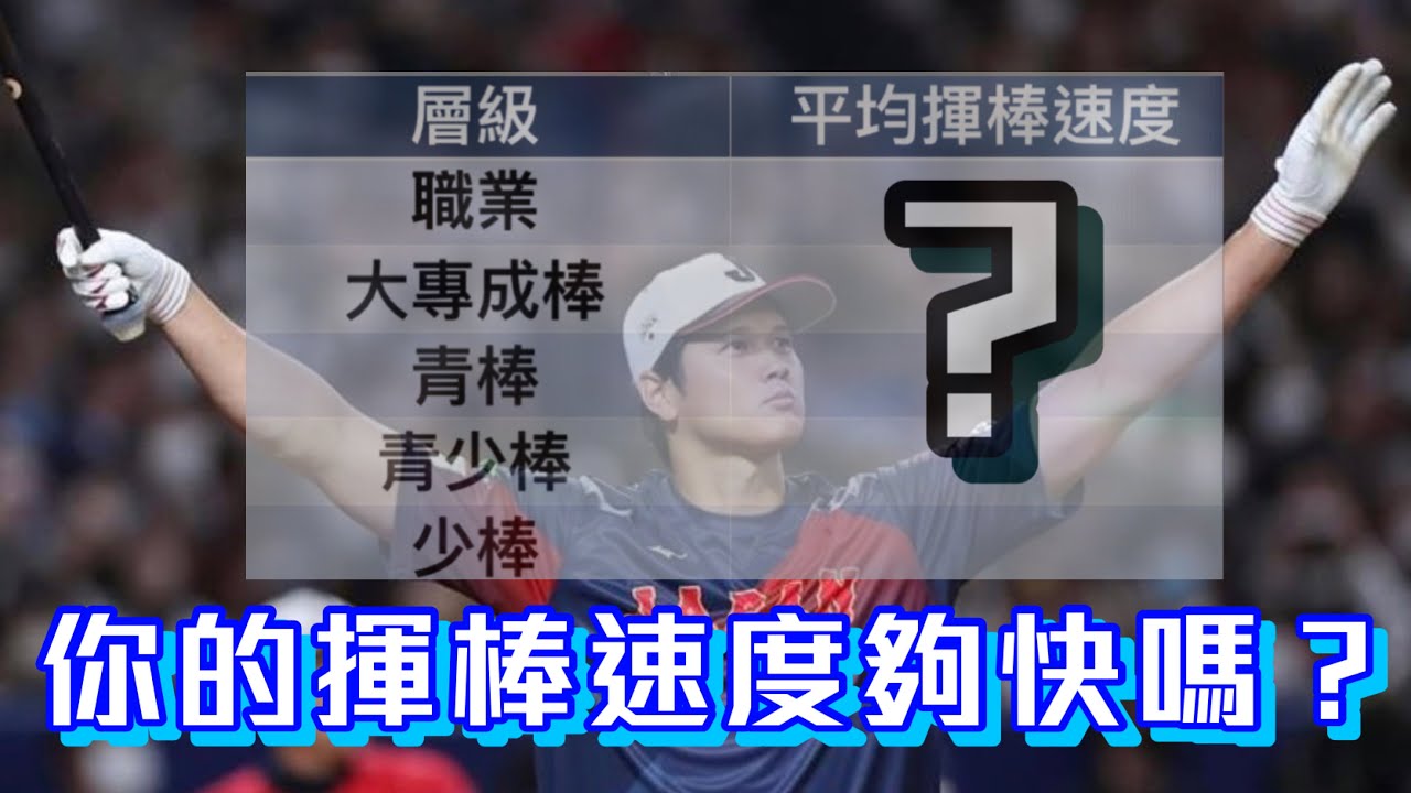 比較各層級揮棒速度，透過大谷翔平愛用的運科儀器，檢測你的揮棒速度夠快嗎？