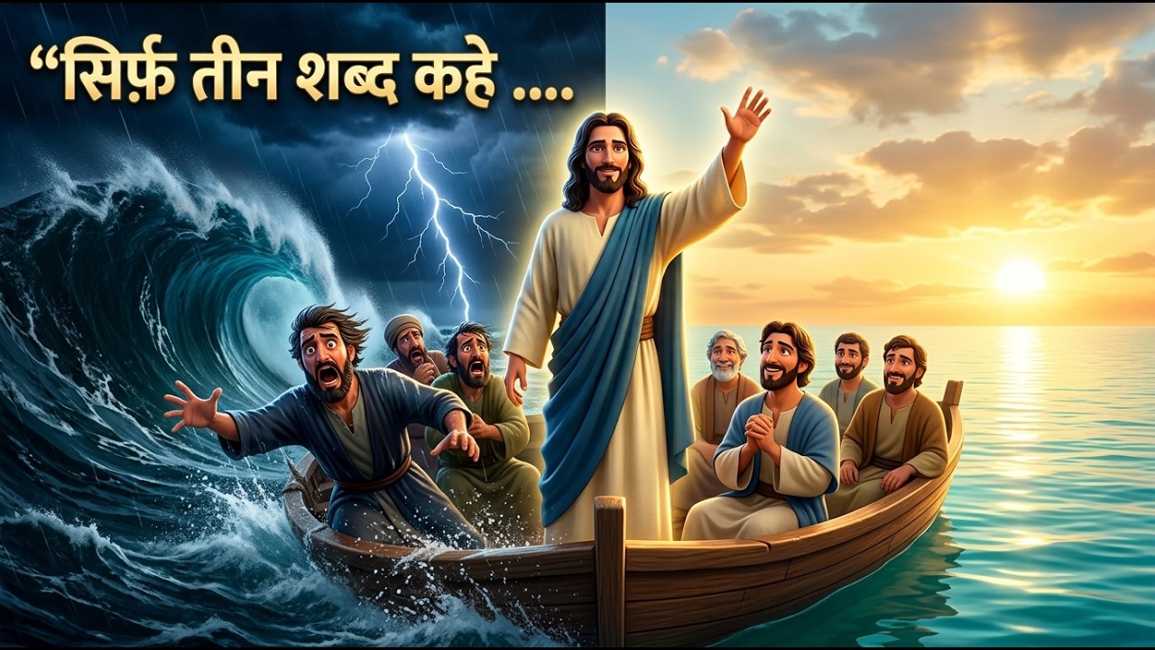 एक तूफ़ान उनकी नाव से टकराया.....  तब Jesus ने तीन शब्द कहे | In Hindi