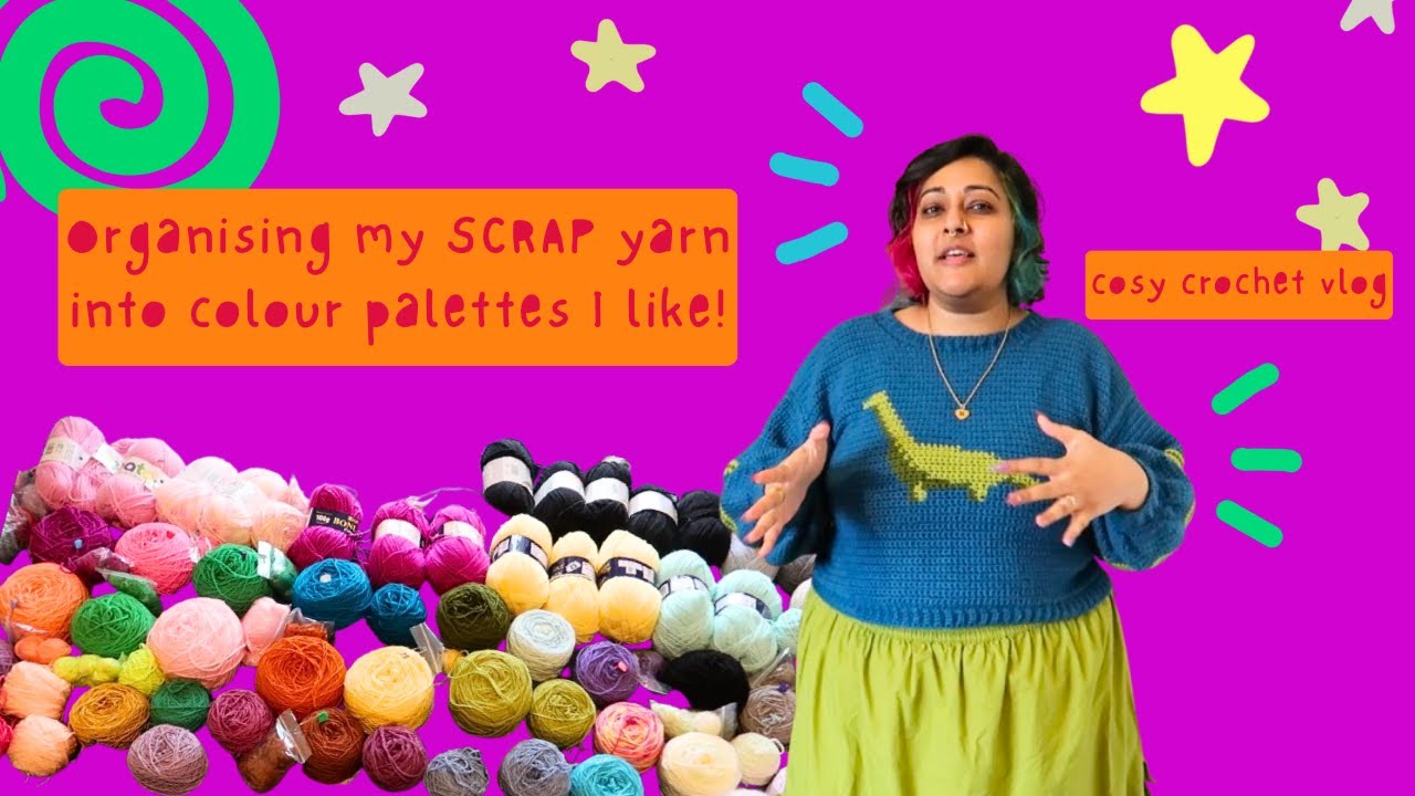 Organising my scrap yarn stash! 🧶✨️ Colour palette planning 💭🎨
