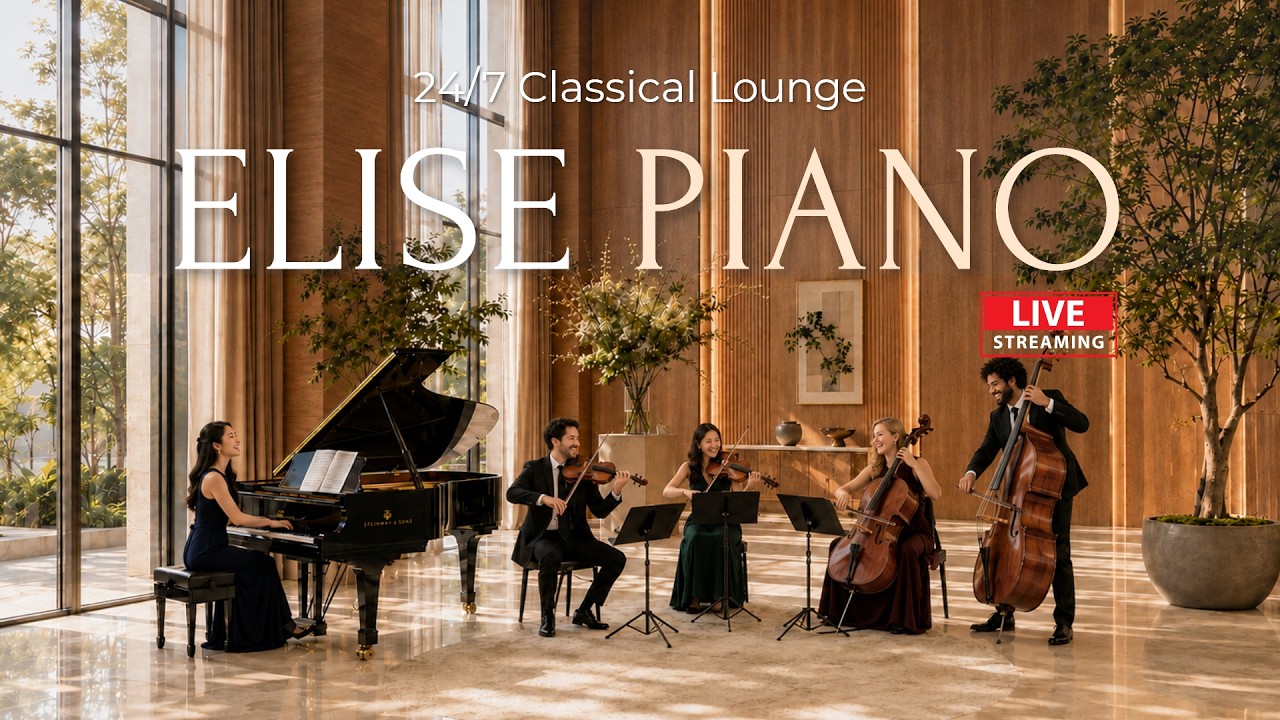 🔴 24/7 LIVE [No Ads] Pleasant Morning Classical Piano 🌿 | Work Focus & Store BGM | Elise Piano