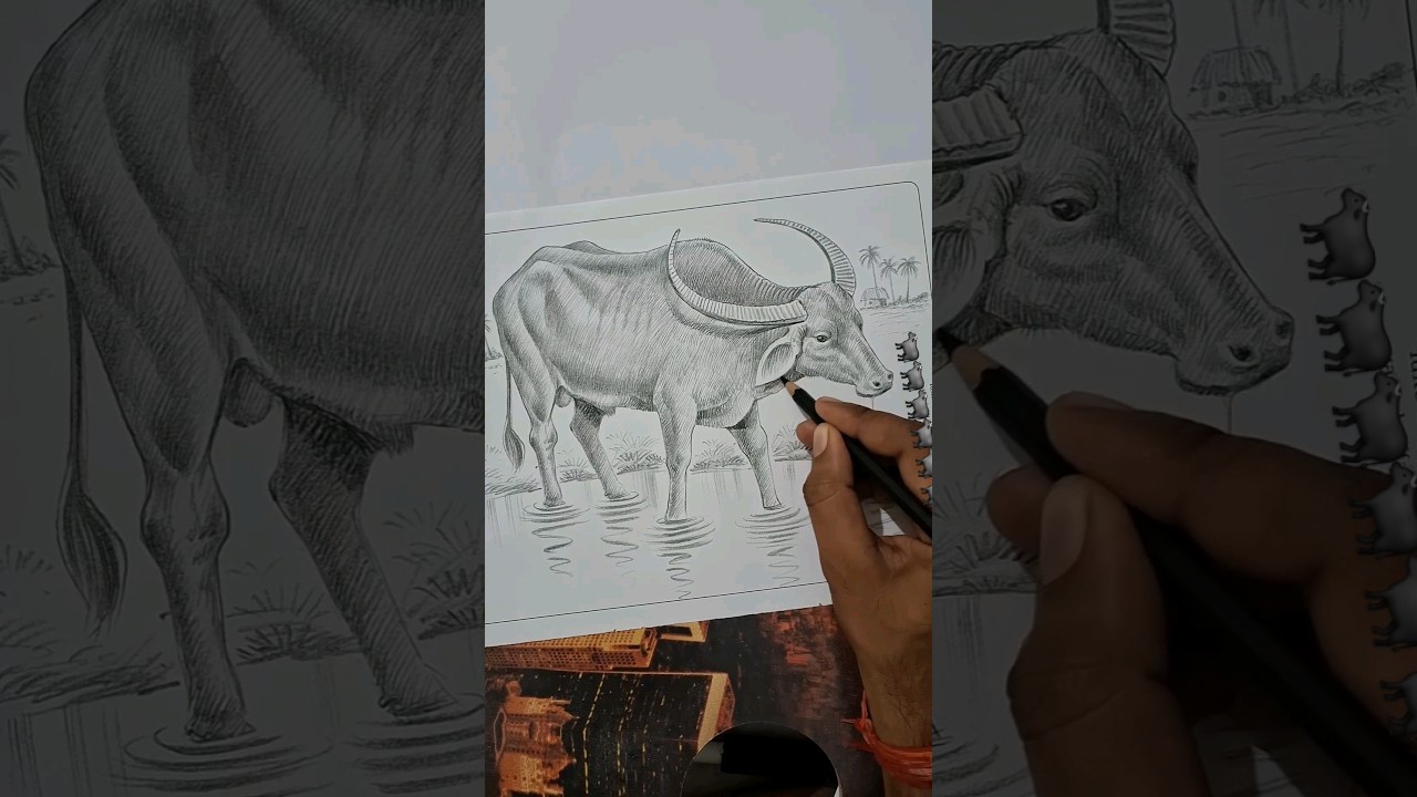Chillin'n like a buffalo. 🐃 #buffalo #sketch #drawing #alvinswami #alvinsketch #viralshort #art