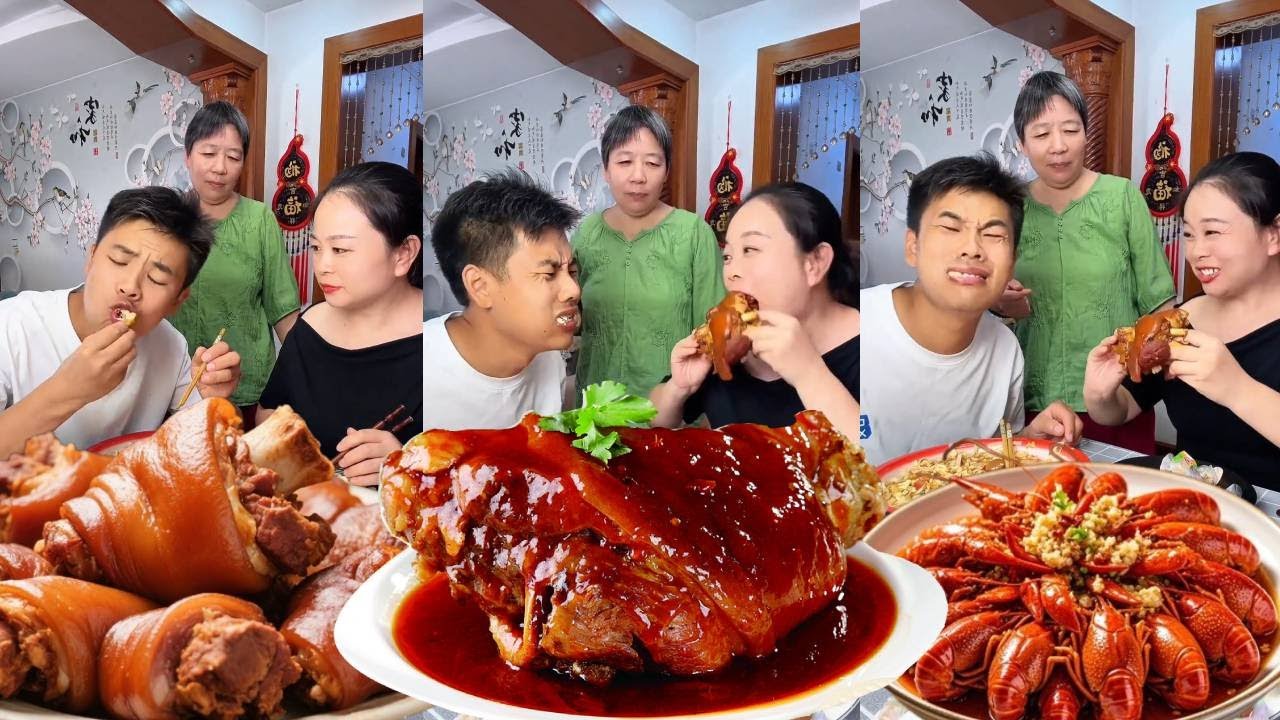 Mom gave all the good food to my husband, but left me the braised pork knuckle. My husband regretted