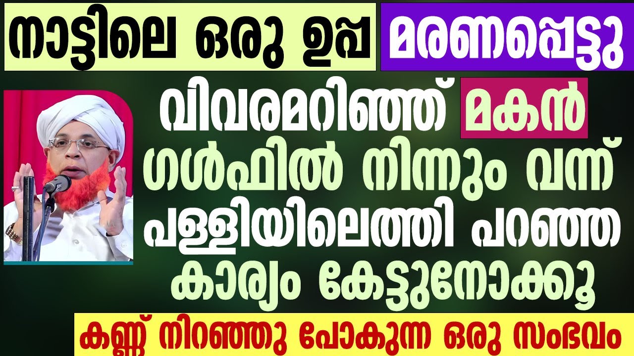 നാട്ടിലെ ഒരു ഉപ്പ മരണപ്പെട്ടു വിവരമറിഞ്ഞ് മകൻ ഗൾഫിൽ നിന്നും വന്ന് | Abdul Jaleel Saqafi Cherushola