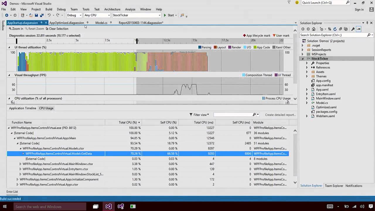 XAML - Application Timeline Tool in Visual Studio 2015