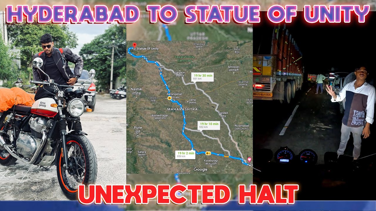 HYDERABAD TO GUJARAT DAY-1 || STATUE OF UNITY || UNEXPECTED HALT || TELUGU MOTOVLOG || SRIMANSUNNY
