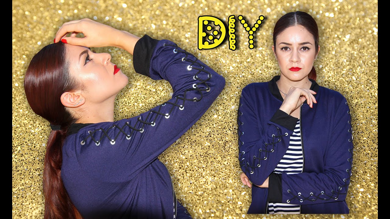 DIY NO SEW Lace Up Bomber Jacket || Lucykiins