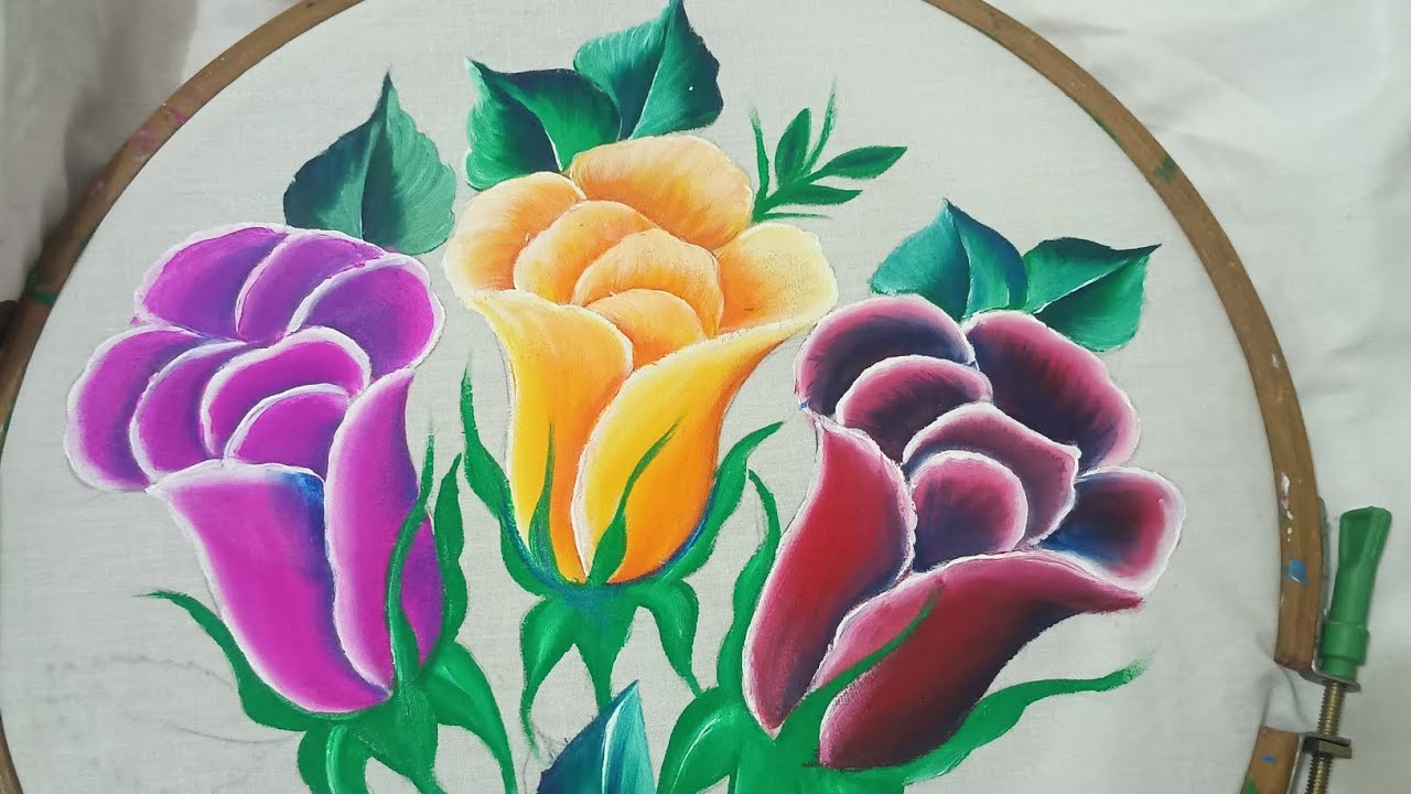 Beautiful flowers painting design #newrose #design easy and simple flower design!!!