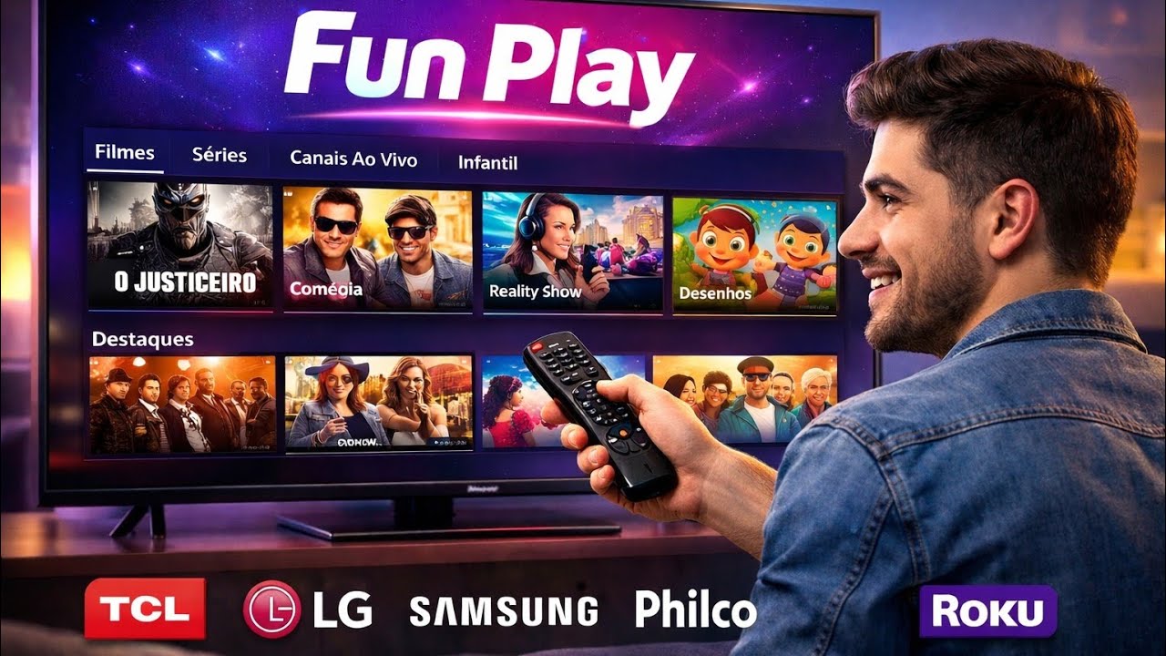 Instala&ccedil;&atilde;o do aplicativo FUN PLAY na tv TCL, SAMSUNG, PHILCO ROKU