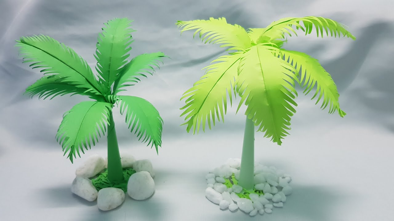 DIY - How to make a paper coconut tree || Làm cây dừa bằng giấy đơn giản