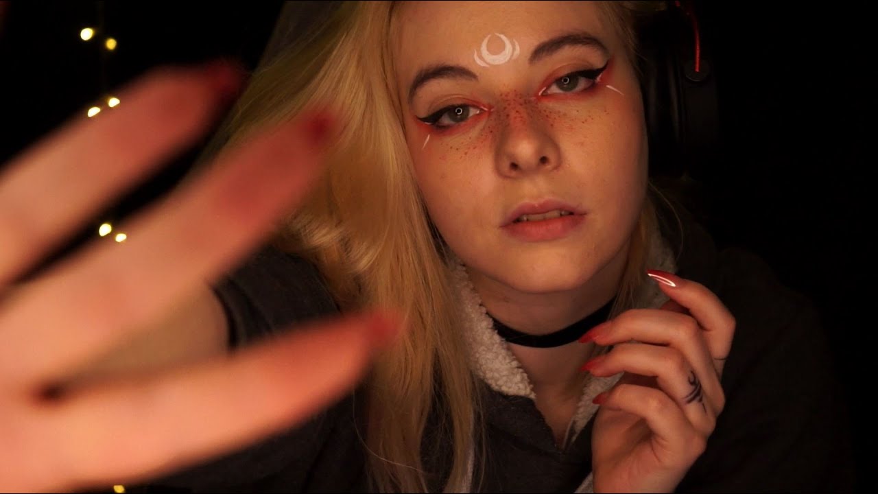 ASMR slow hand movements, mouth sounds & ear blowing -  visuals, rain, tongue clicking, tsk...