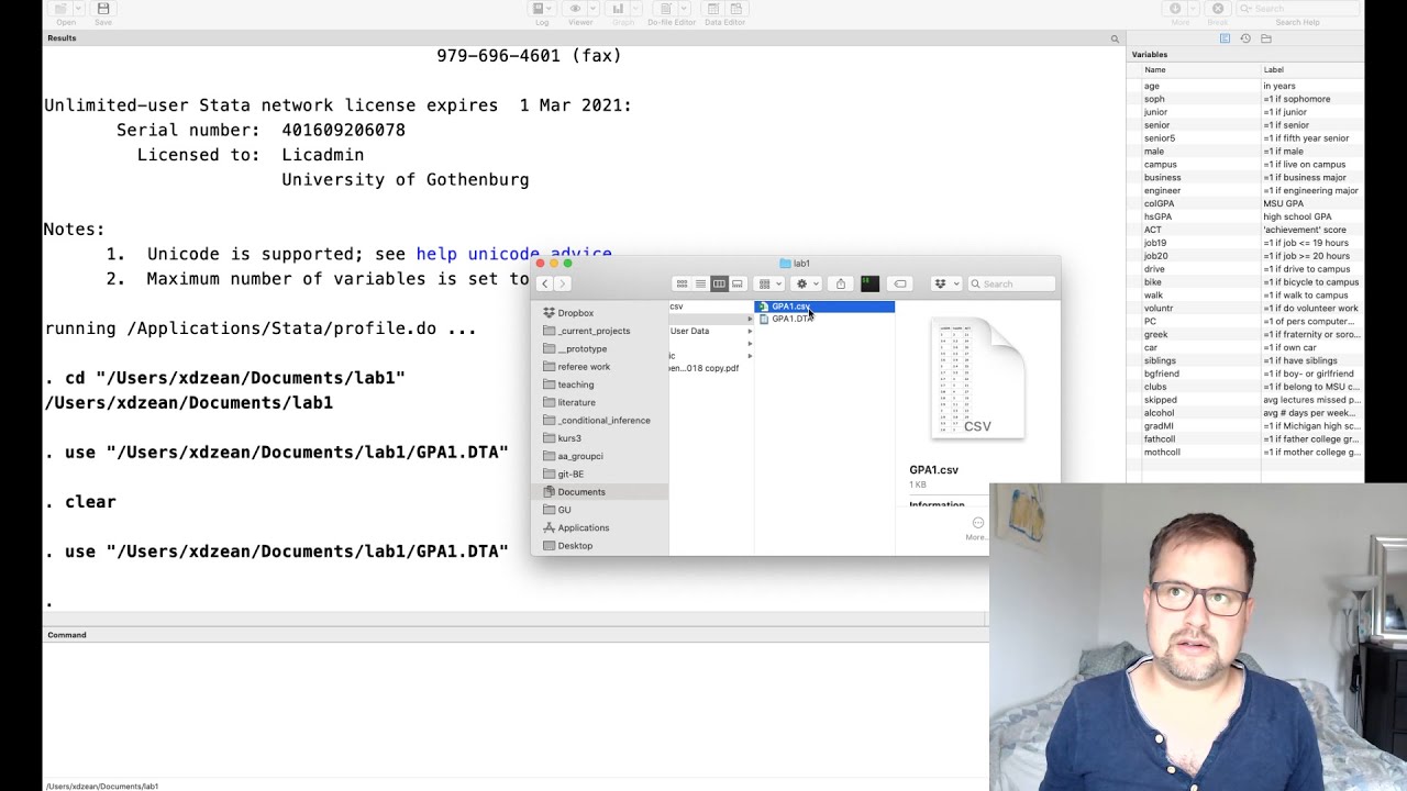 Lab 1: Finding help on Stata problems / Importing data from a csv file