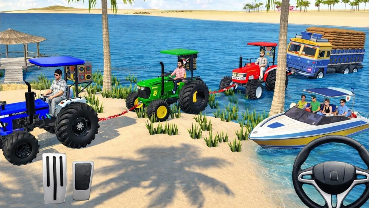 💥🥰Pull truck from sea 😱⛵ by tractors 🚜😱🎮#indianvehiclessimulator3dgame 
