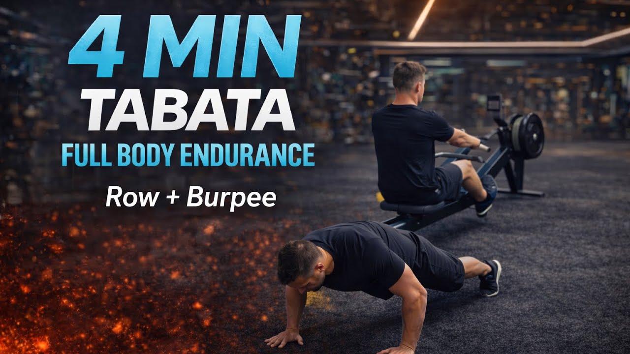 4 MIN TABATA – Row + Burpee (Full Body Endurance) 