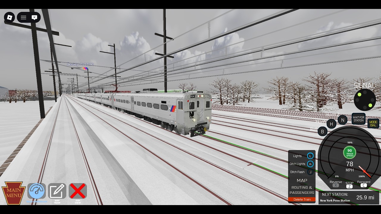 NJT Arrow III 12 Car; NEC Line (Jersey Ave - NY Penn; Limited Stops) | Roblox NEC Simulator