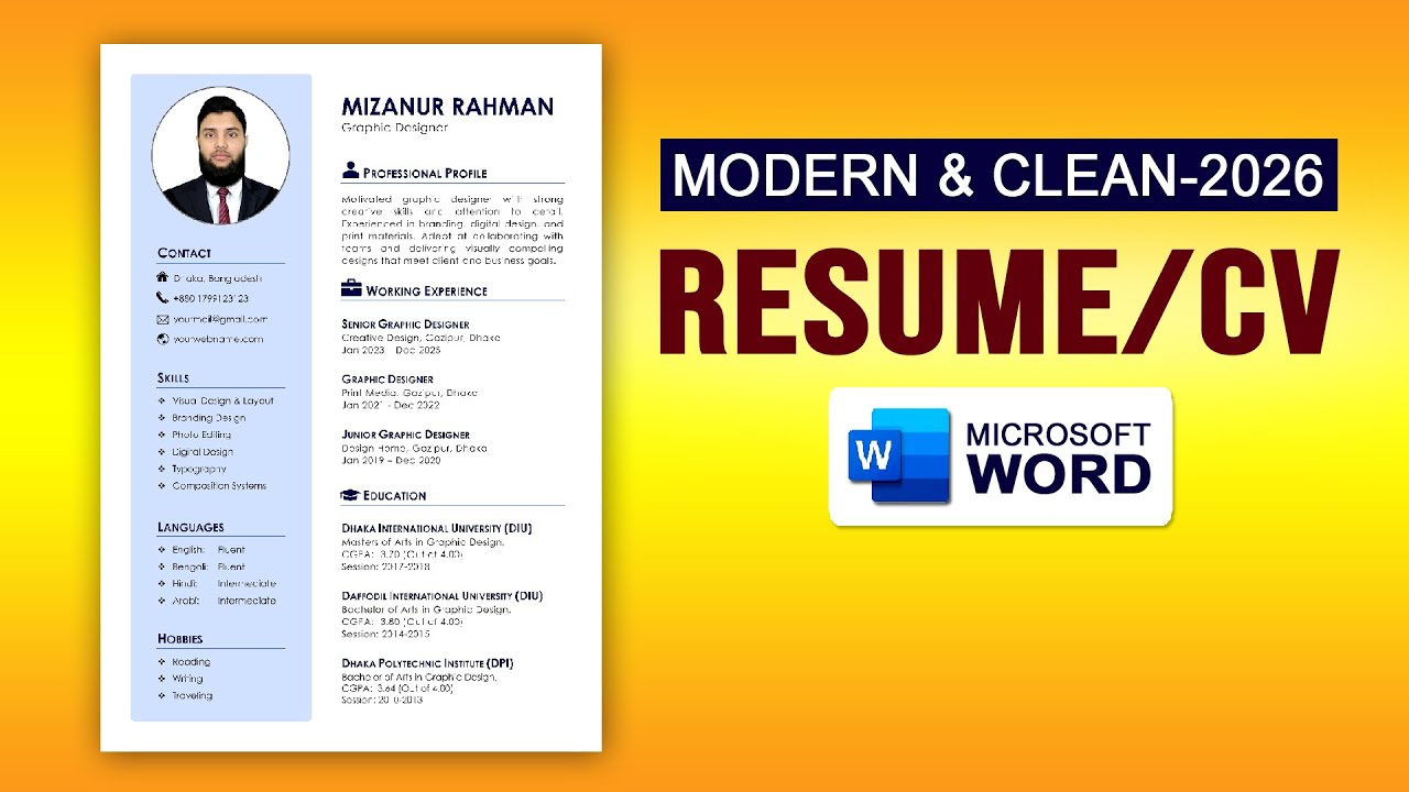 How to Create a RESUME/CV in MS Word | Resume for Job Application | Create CV for Free in Bangla