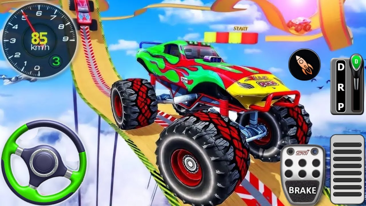 Monster Truck Stunt Challenge Mode Android Car Stunt Game Play part-6