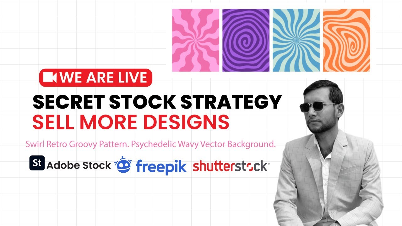 Swirl Retro Groovy Pattern Psychedelic Wavy Vector Background LIVE Secret Stock Strategy adobe stock