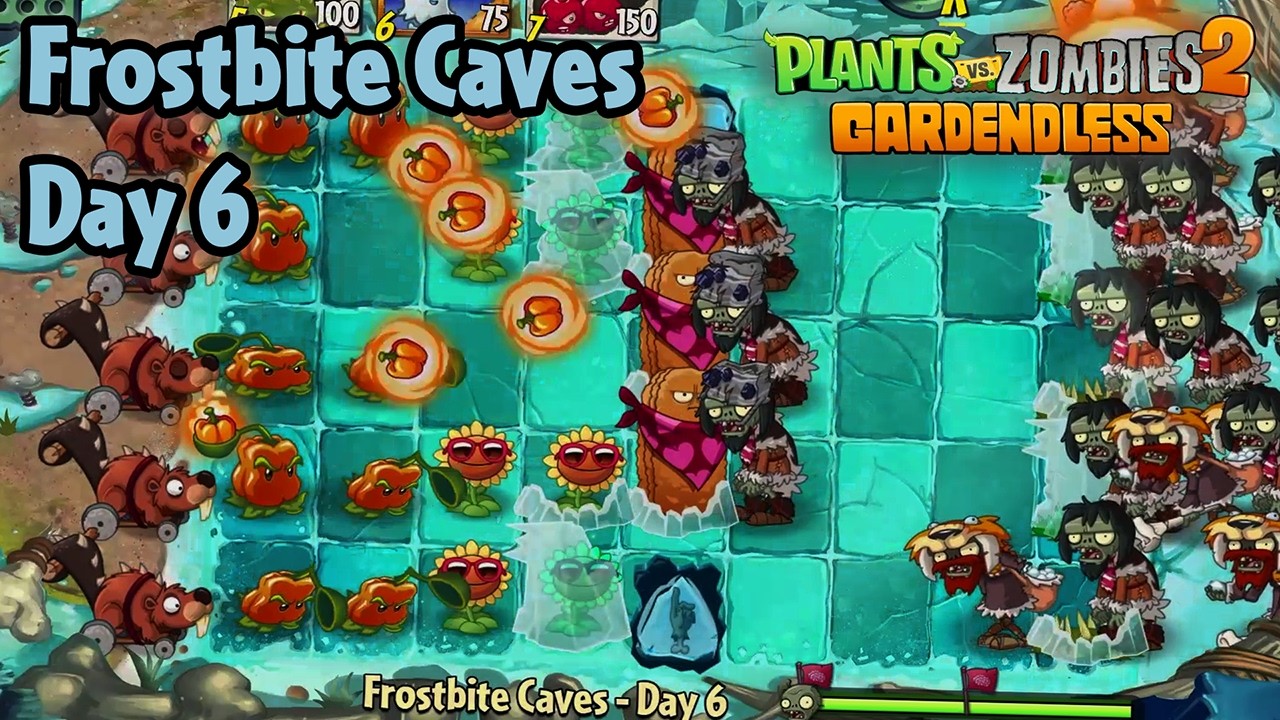 Frostbite Caves - Day 6 [PC] (Hardest difficulty) | Plants vs Zombies 2 Gardendless