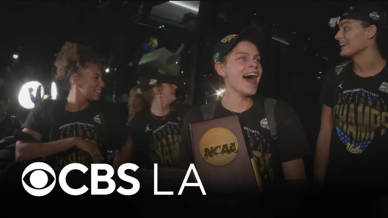 UCLA Bruins women's basketball team returns to Los Angeles after winning National Championship