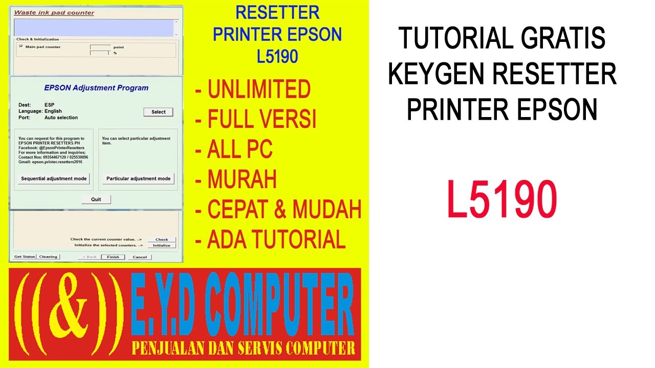 EPSON L5190 RESSETER ADJUSTMENT PROGRAM PRINTER EPSON RESETTER RESET RESETER L 5190 - TUTORIAL