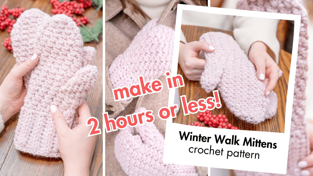 Easy Crochet Mittens Tutorial | Winter Walk Mittens