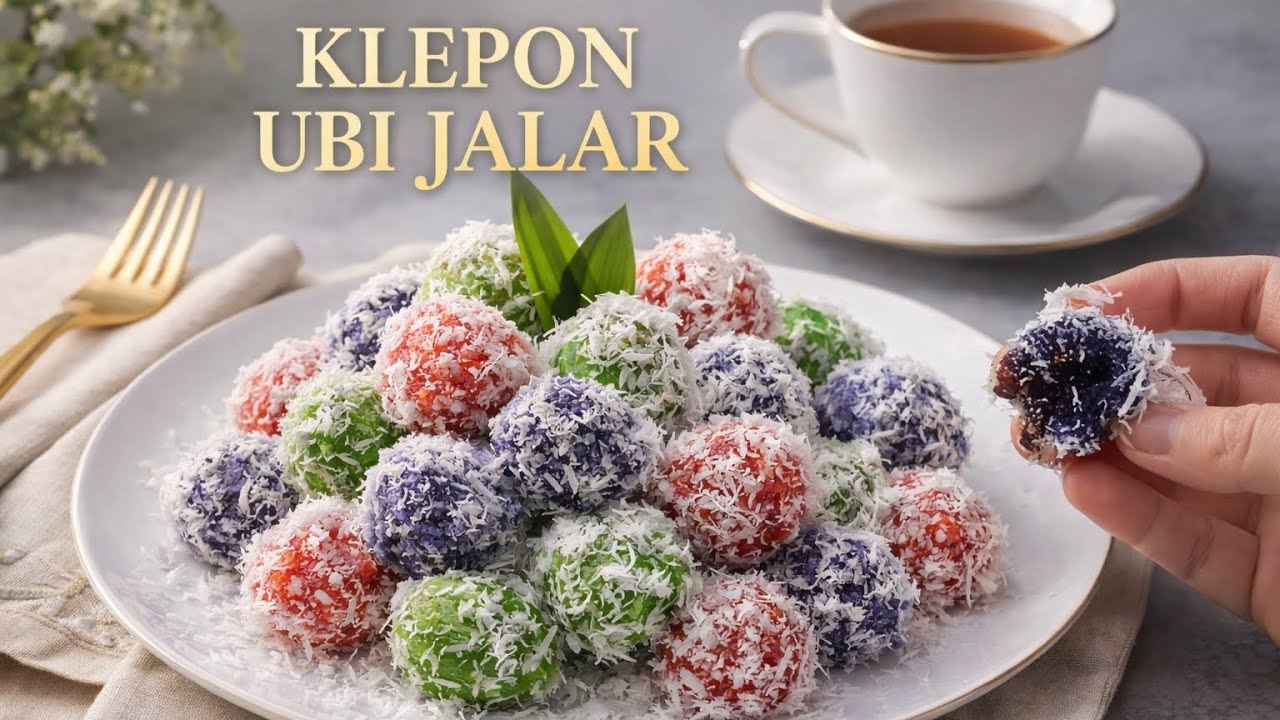 KLEPON UBI JALAR ASLI ENAK BANGET, LANGSUNG DISERBU ANAK & SUAMI #ubi #kuetradisional 