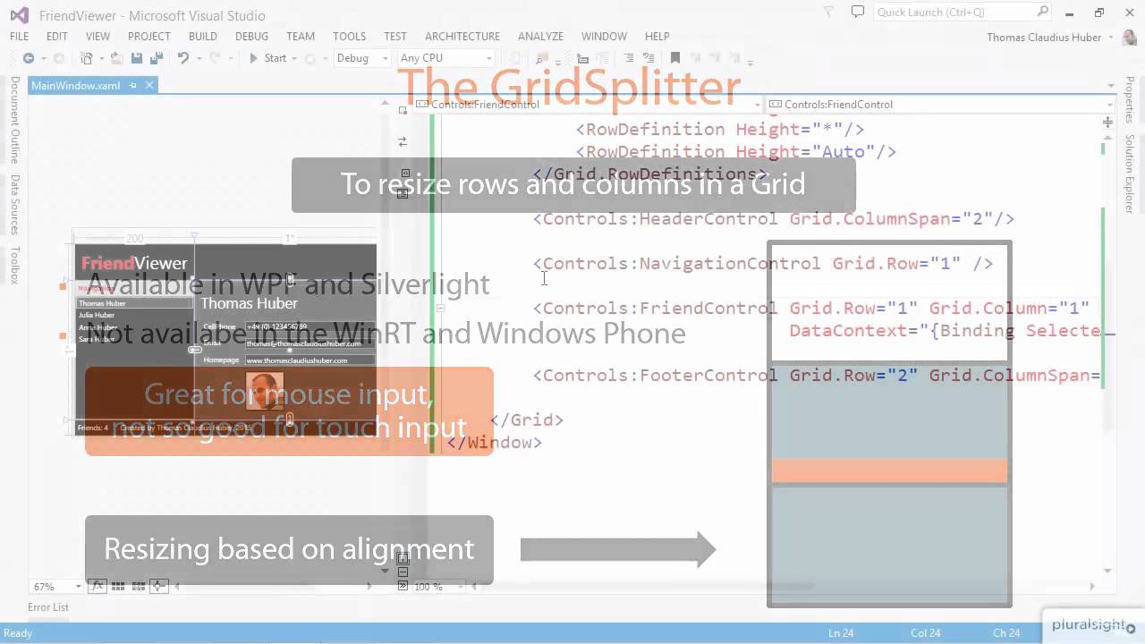 XAML GridSplitter introduction | Pluralsight