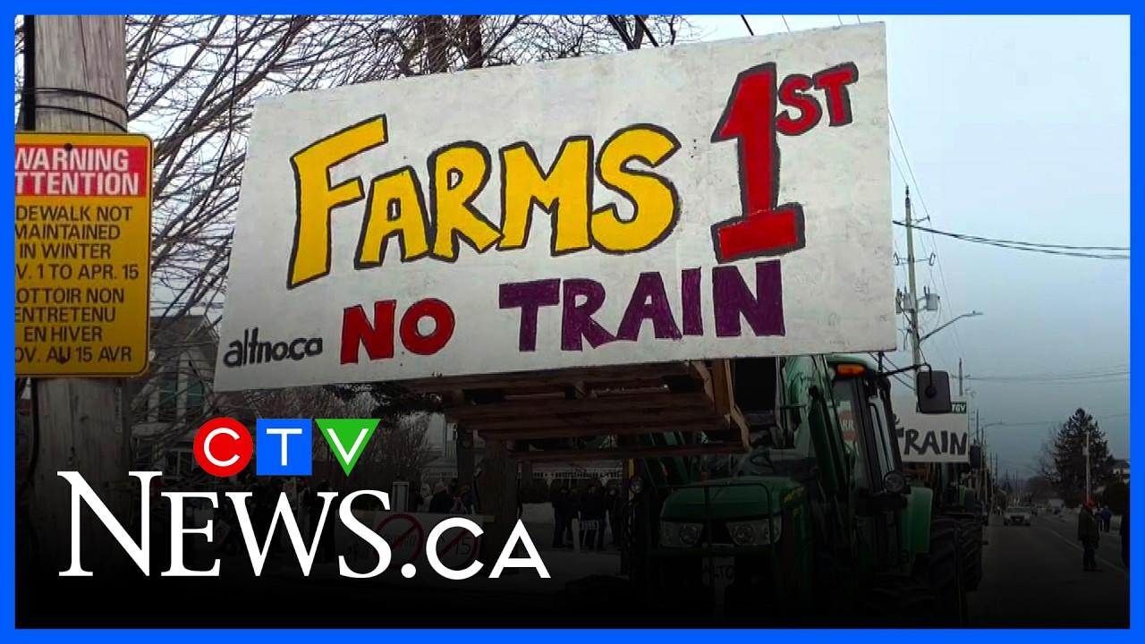 Protesters gather in Hawkesbury to oppose high-speed rail project