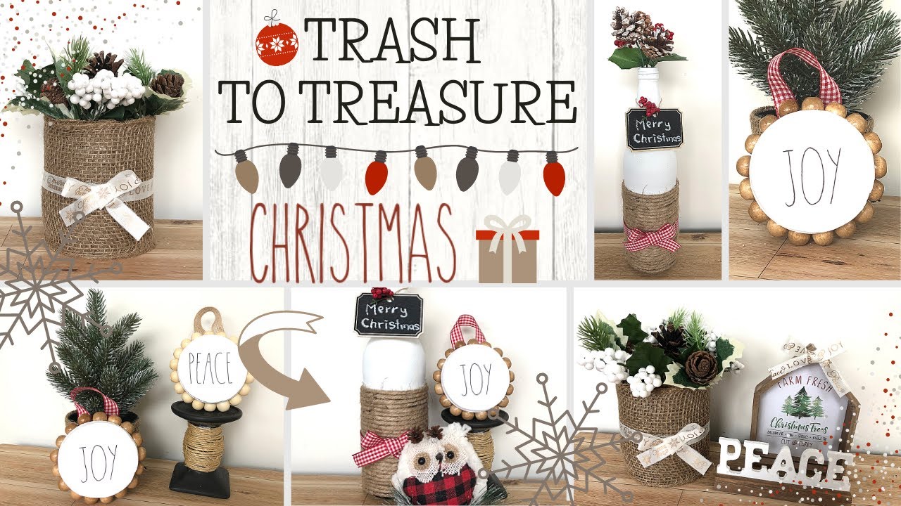 3 TRASH TO TREASURE CHRISTMAS DIYS | UPCYCLED FARMHOUSE CHRISTMAS DECOR | CHRISTMAS DIYS 2020