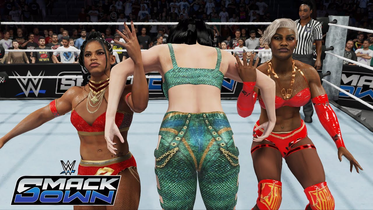 WWE 2K24 SMACKDOWN - 2 ON 3 HANDICAP TAG MATCH - JADE & BIANCA VS BLAIR & THE UNHOLY UNION
