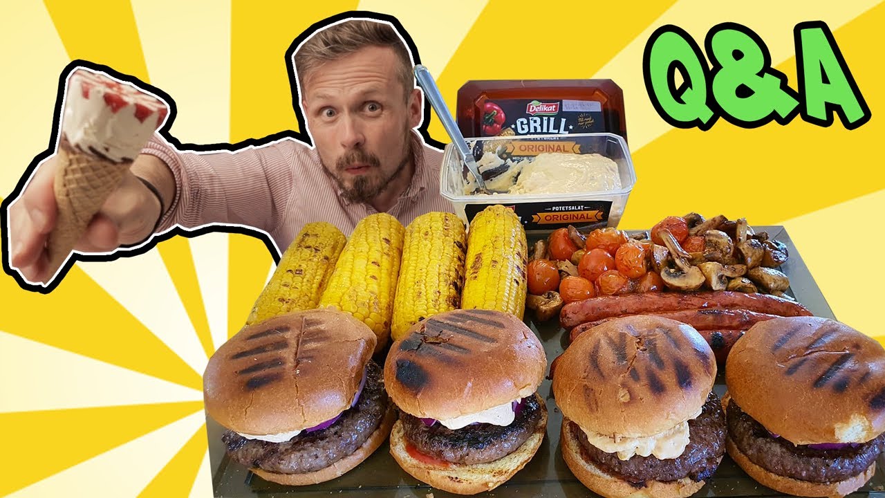 Gigantisk Grillmåltid 🍔 - Jeg Svarer På Deres Spørsmål! - Q&A 🤔