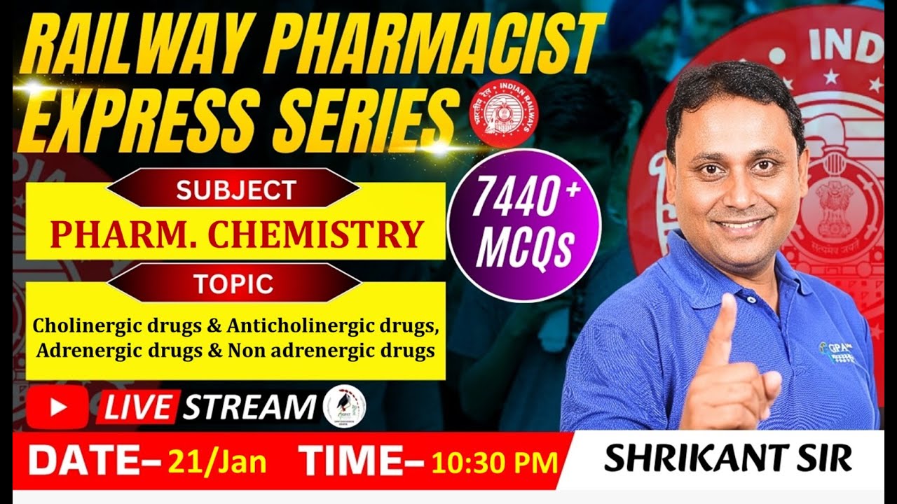 RAILWAY PHARMACIST EXPRESS SERIES 7440+MCQs | CLASS-37 | Chem- Cholinergic & Anticholinergic etc
