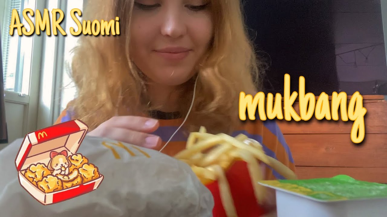 ASMR Suomi / mukbang 🍔🍟🥤 / syömistä ja juttelemista 😋