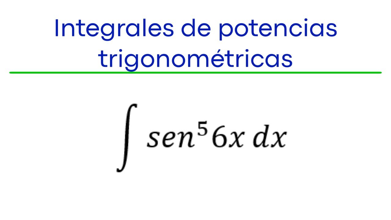 Integral de potencia trigonométrica. Seno sexto de 6x. Potencia impar