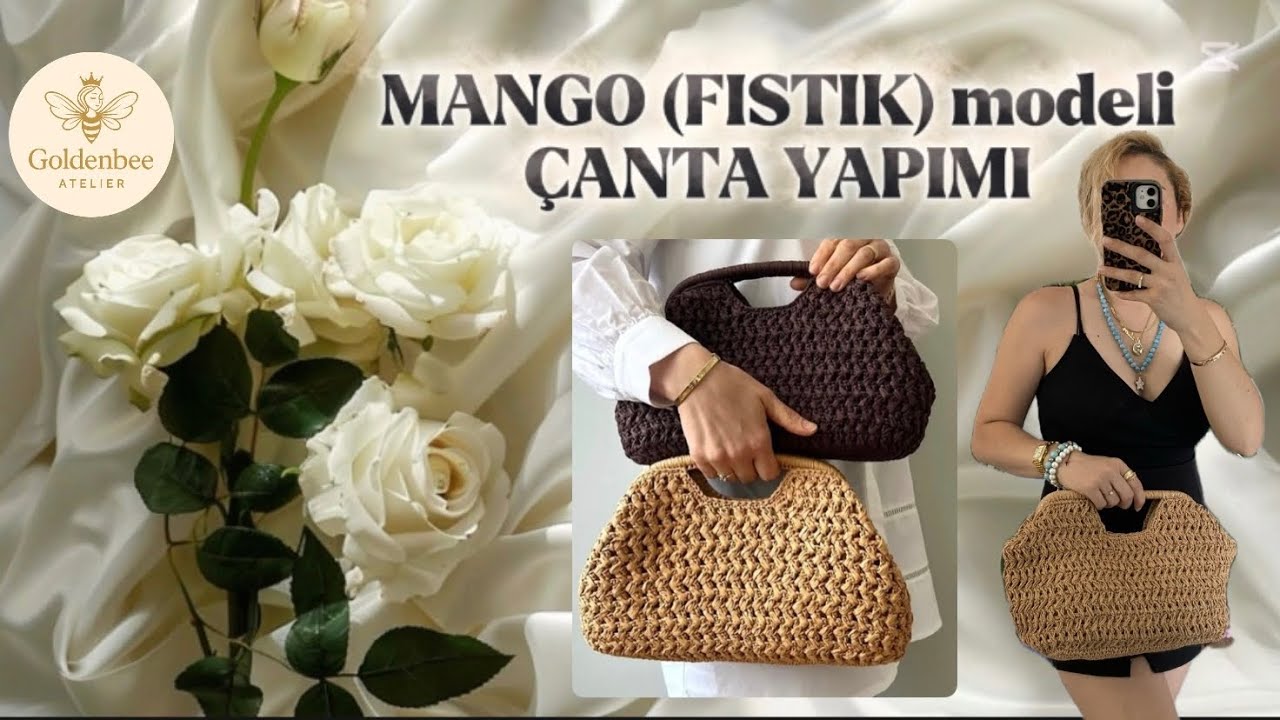 7. BÖLÜM 🧺 Mango Modeli Fıstık Motifli Çanta | Kağıt İpten Yazlık Örgü Çanta Yapımı(Detaylı Anlatım)