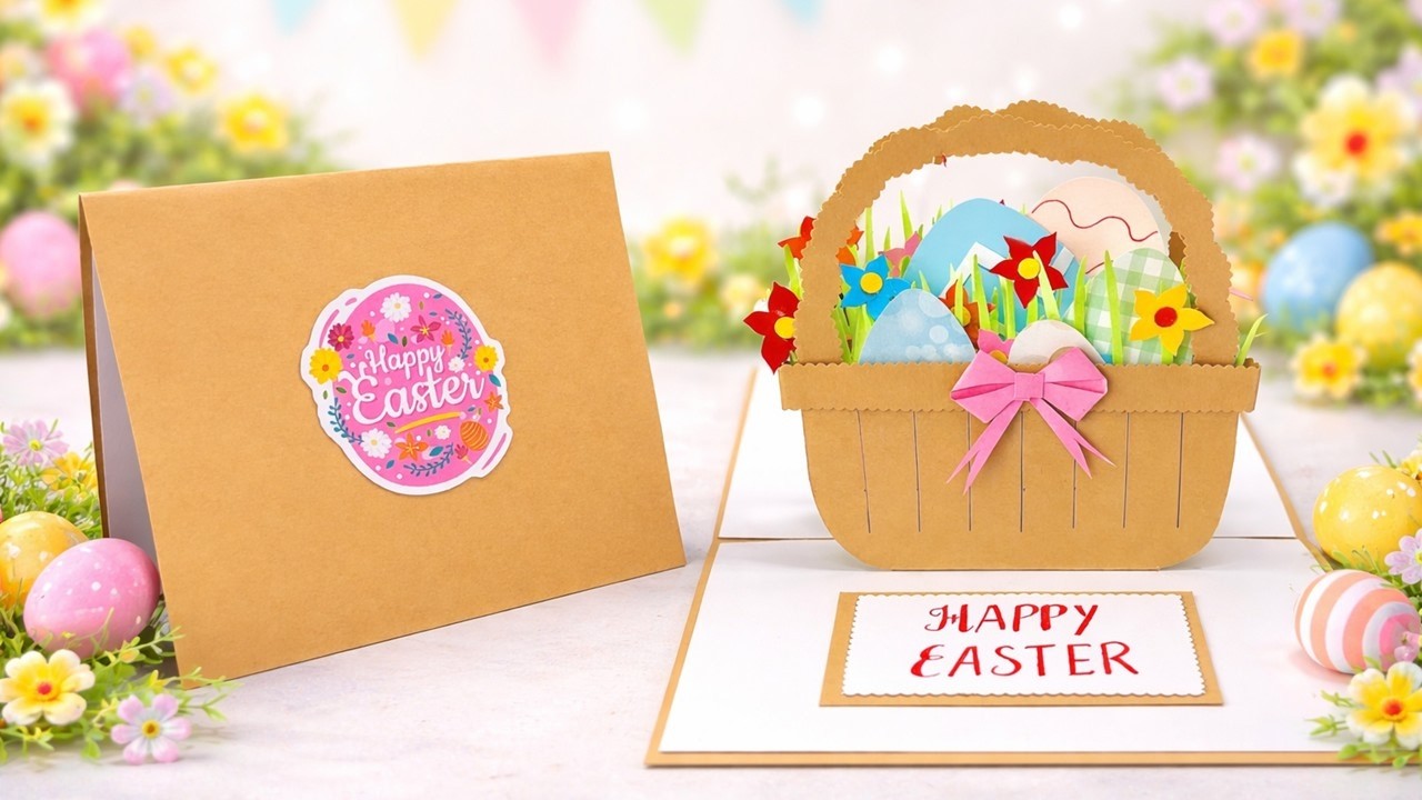 How to Make Pop Up Easter Card 🐣 Easter Basket Tutorial | Easy DIY Easter Craft | DG Handmade