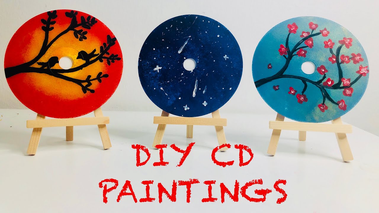 DIY CD PAINTING IDEAS FOR BEGINNERS | ACRYLICS ON CD.| HOME DECOR |