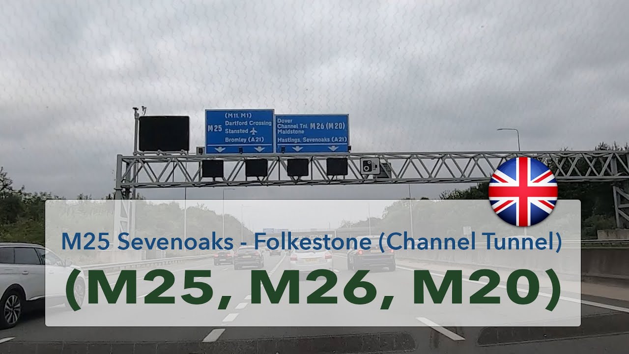 🇬🇧 Driving from Sevenoaks to Folkestone Eurotunnel on M25, M26 and M20 - speed x3