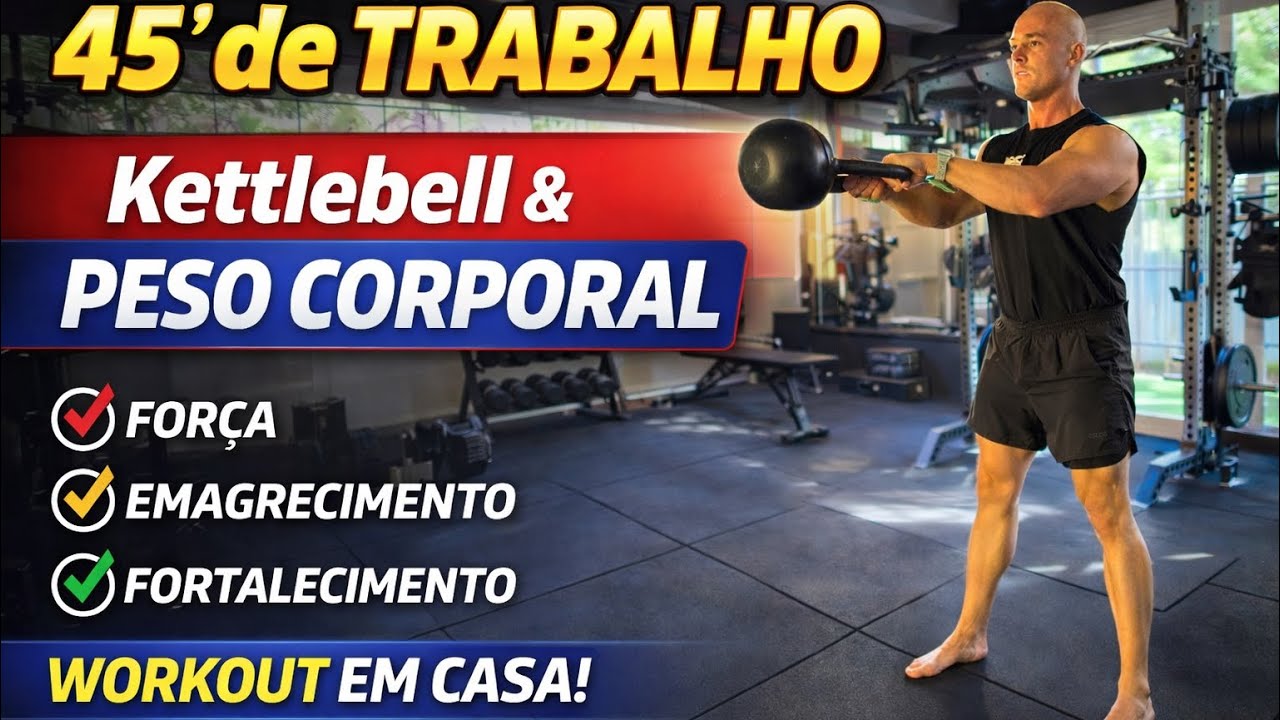 Treino full body com Kettlebell e Peso Corporal | 45 Min para Força, Condicionamento e Emagrecimento