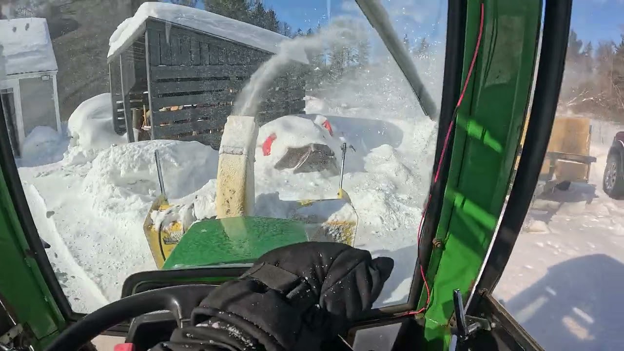 Sunny Day After The Blizzard With JD 455 Snow Blowing Monster