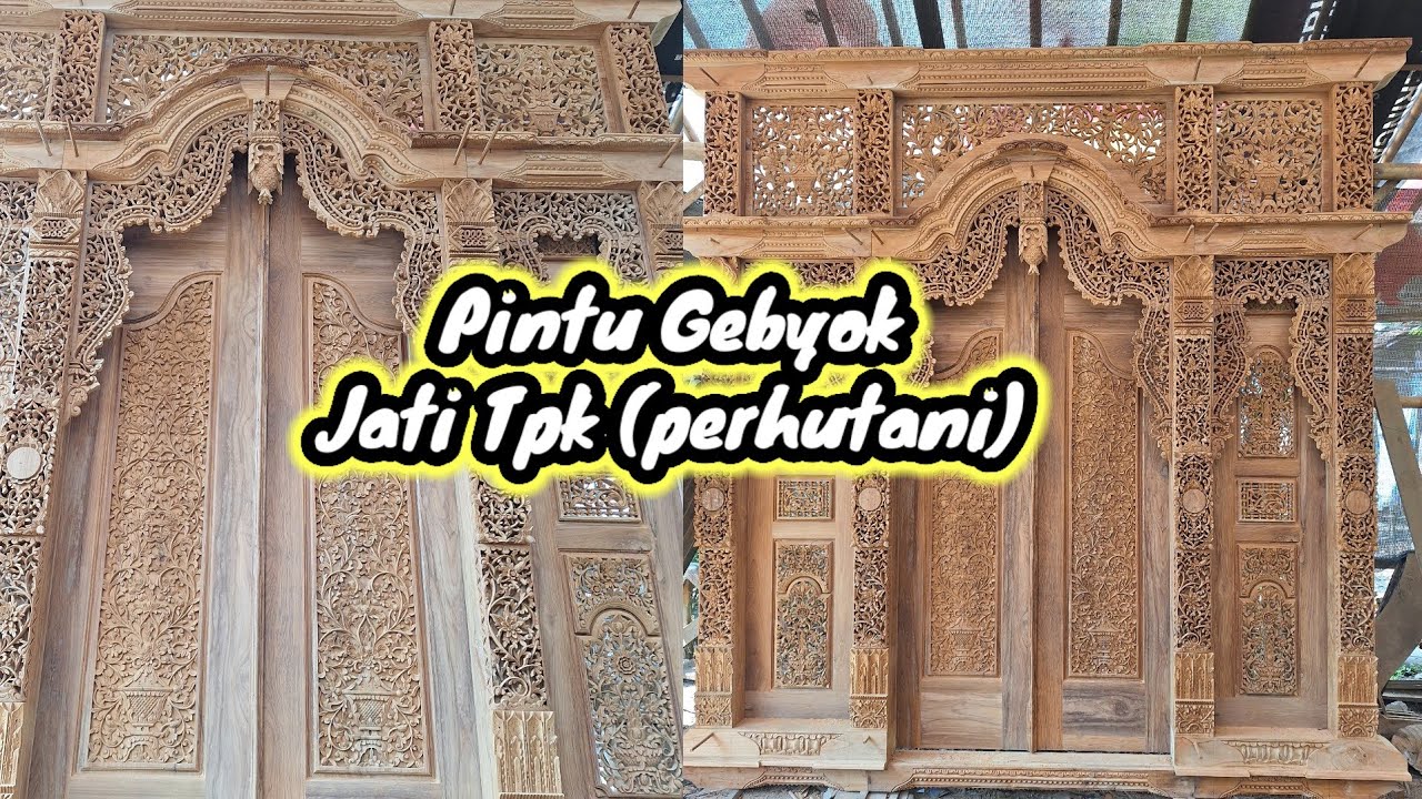 Pintu Gebyok Lebar 3 meter x Tinggi 3 meter Kayu Jati Tpk (Perhutani)