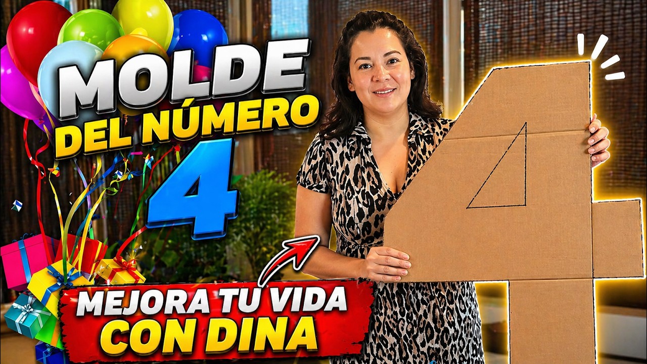 🎉Como hacer un molde del numero 4,  facil y barato de carton para piñatas 3D🎉