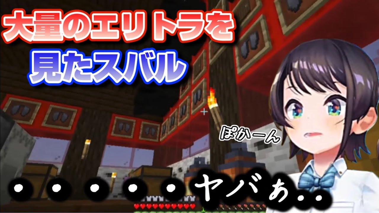 カエラ家の大量のエリトラを見て言葉を失うスバル【ホロライブ/切り抜き/大空スバル/Minecraft】