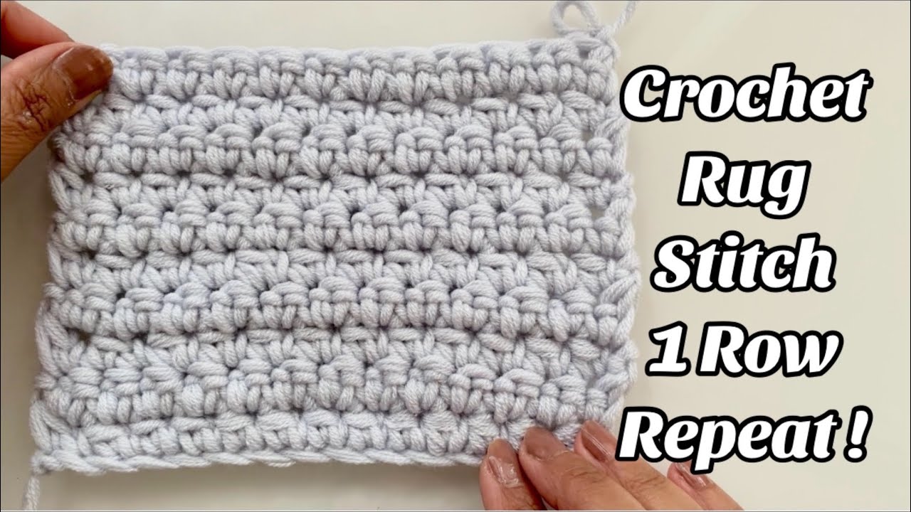 CROCHET RUG STITCH - 1 ROW REPEAT ONLY! Easy Step by step Tutorial for Blankets & More US TERMS