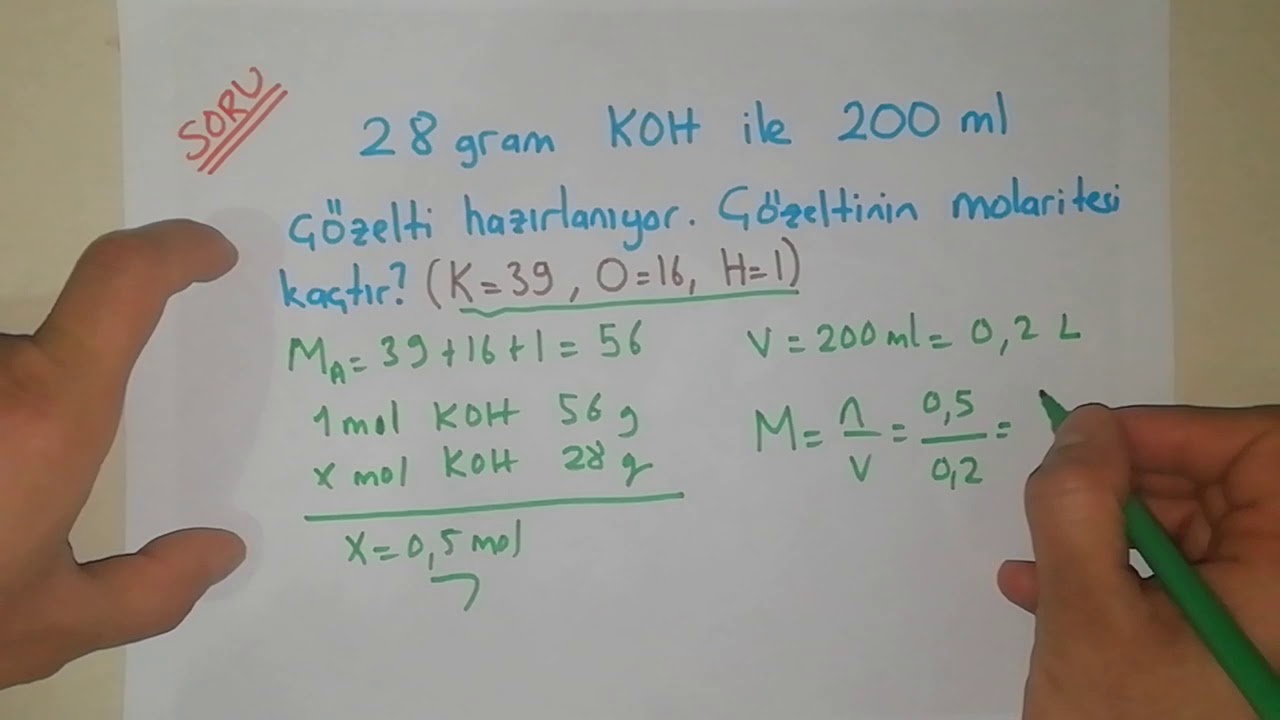 MOLARİTE ANLATIM, SORU ÇÖZÜMÜ (2020 AYT KAZANIMLARINA GÖRE ANLATILMIŞTIR )