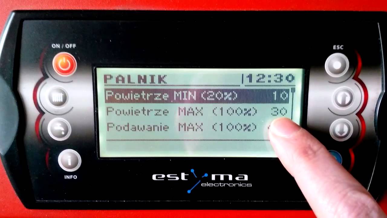 Wejście w menu serwisowe ESTYMA piec pelet pellet Tekla draco bio (Kostrzewa też)
